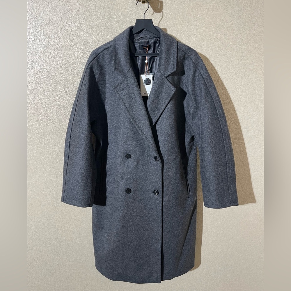 Quince Gray Double-Breasted Coat